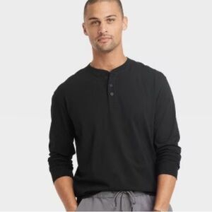 Men's Long Sleeve Henley Shirt - Goodfellow & Co™ Black new 🆕